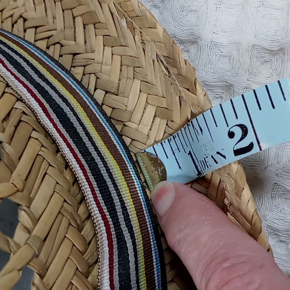Peter Grimm Straw Pork Pie Hat w/Multi Color Crossgrain Band & Feather Accents - Picture 14 of 14